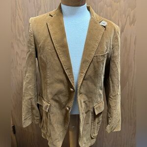 VTG 100% Cotton Corduroy Blazer Suit Jacket Mens Size Medium 42R Leather Elbow